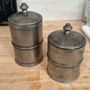 Chambers Made in Italy Pewter Containers Set of 2